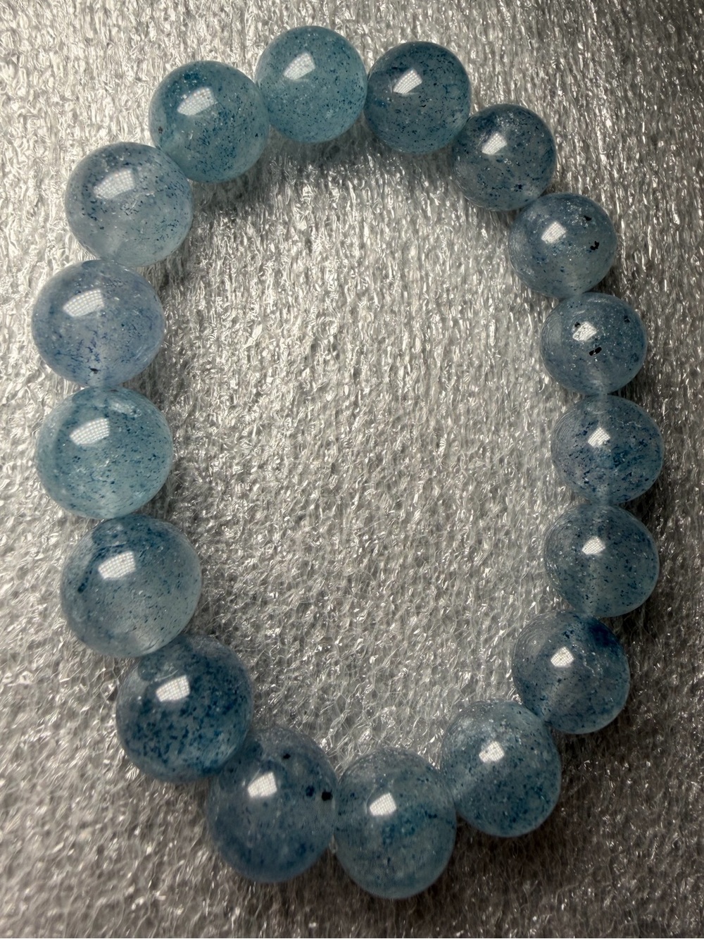 HQ 12MM Blue Strawberry Quartz Natural Crystal Bracelet